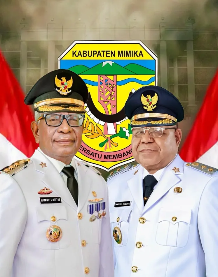 Potret Johannes Rettob, S.Sos., M.M. (Bupati Mimika) dan Emanuel Kemong (Wakil Bupati Mimika)