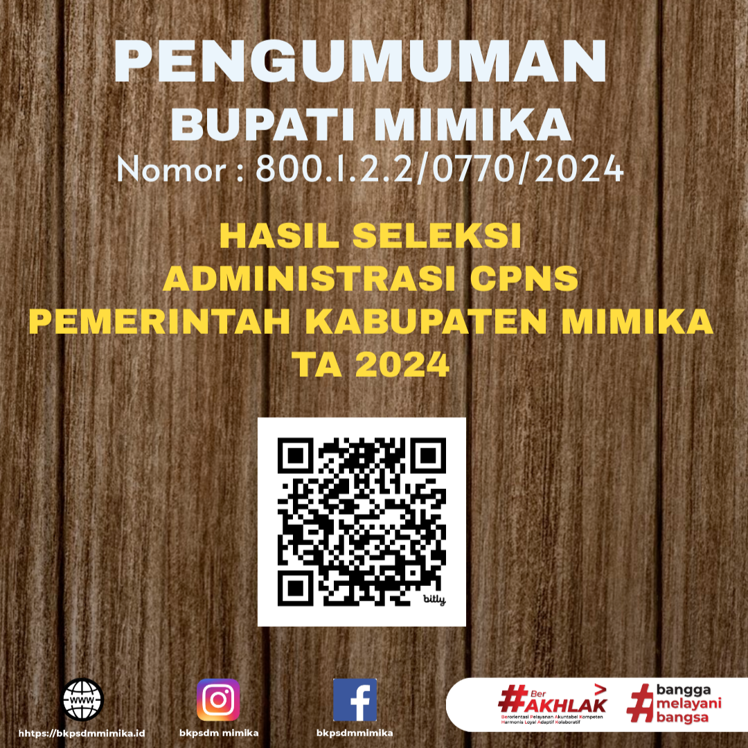 PENGUMUMAN HASIL SELEKSI ADMINISTRASI CPNS PEMKAB MIMIKA TA 2024